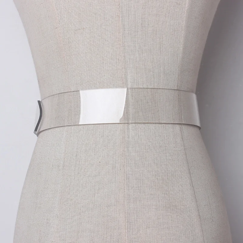 PVC Material Transparent Long Wide Belt Women All-match Spring Autumn