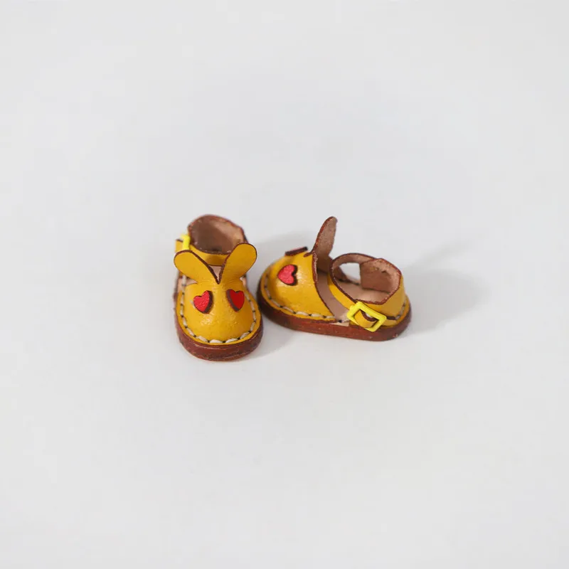 Doll Rabbit Ears Cow Leather Shoes Accessories For Blyth, Ob22/24, Azone, Obitsu11,P9, Gsc, Ymy, Ddf, Nendoroids, 1/12 Bjd Doll