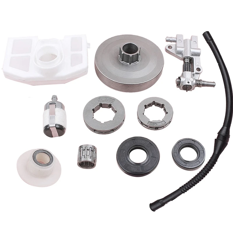 

Розничная продажа, звездочка сцепления, обод, барабан для китайской бензопилы 4500 5200 5800 45Cc, масляный насос, Червячная Шестерня, воздушный топливный фильтр, линия, запасные части