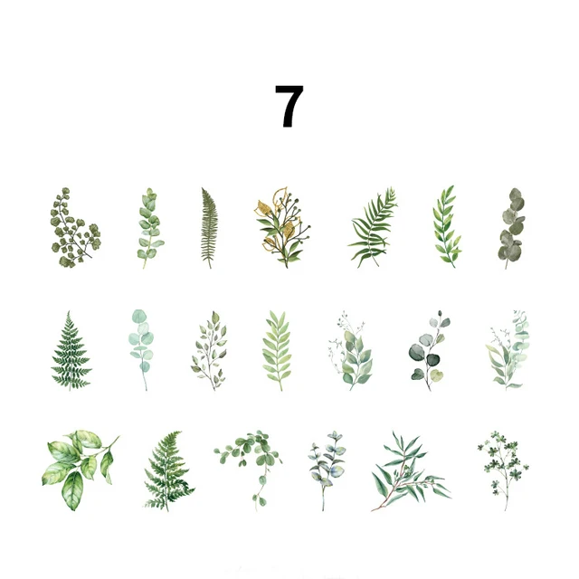 40Pcs/bag Vintage Leaves Flowers PET Sticker Package DIY Diary Decoration Sticker Album Scrapbooking Plants Deco Stickers 7