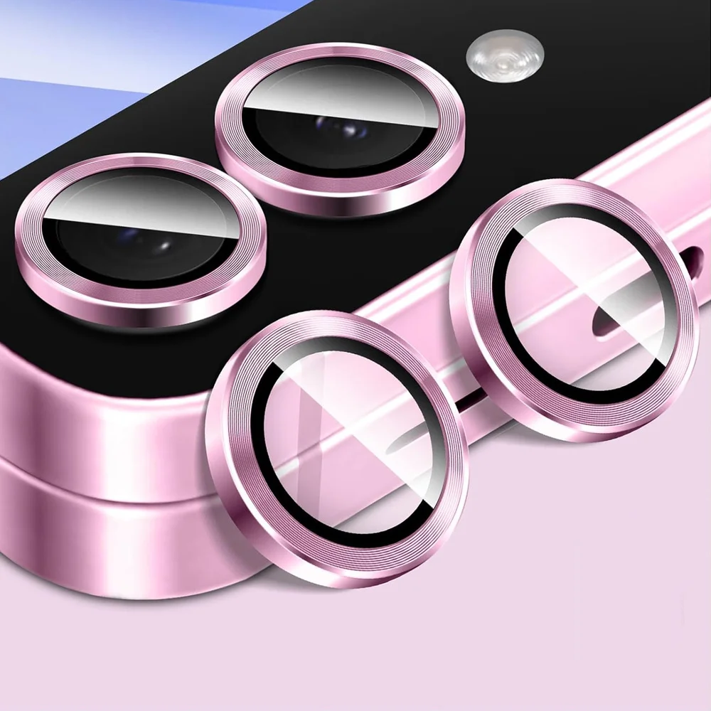 Premium 3D Tempered Glass Camera Protector with Metal Ring