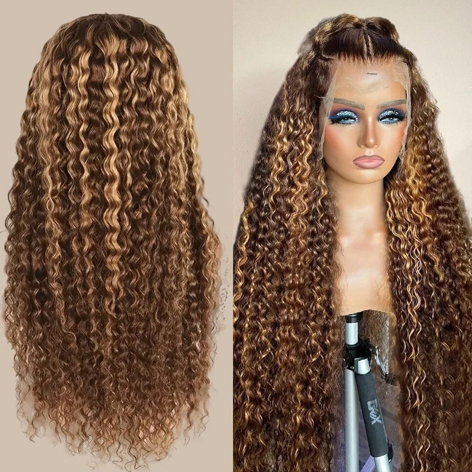 Meodi 13x6 Highlight Ombre Lace Frontal Wig Curly Human Hair Wigs 4/27 Colored 13x4 Deep Water Wave Lace Front Wig 4x4