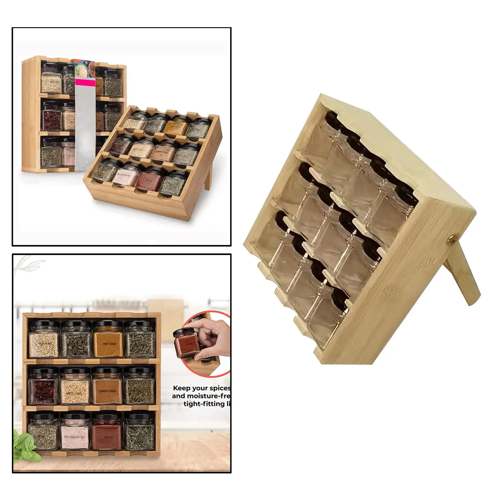 16-Cube Bamboo Spice Rack