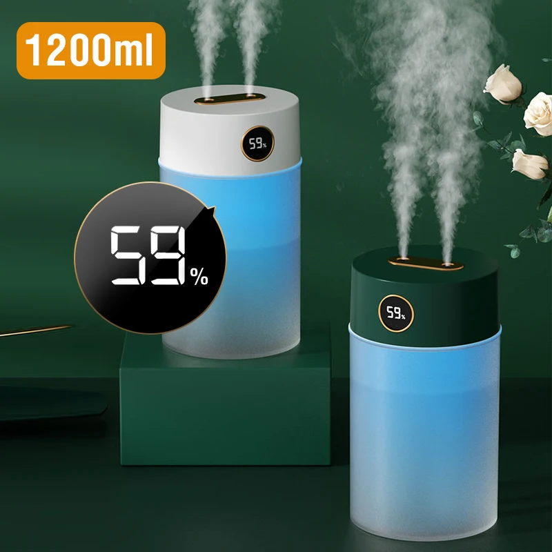 1200ML Double Nozzle Air Humidifier With LCD Display Essential Oil Aroma Diffuser Ultrasonic Humidifiers Aromatherapy |
