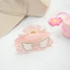 Zora Sweet Trendy Hair Accessory For Women Inlay Zircon White Wings Pink Acetate Grip Shark Clip Jewelry Party Gift Decoration
