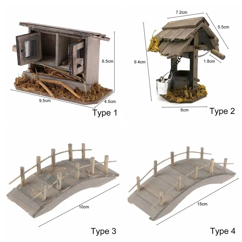 Miniature Chicken Coop Wood Arch Bridge Outdoor Scene Model Micro Landscape Fairy Garden Decor Dollhouse Decoration Accessories 6