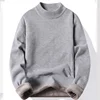 Winter New Men's Knitted Sweater with A Half High Collar Solid Color Plush and Warm Knitted Lining Top  Casual and Versatile Top 4