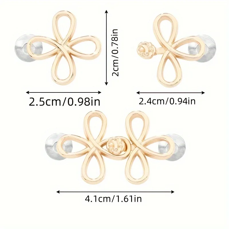 클로버 허리 버튼 패스너 조절 가능한 금속 청바지 버튼 - 헐렁한 청바지를 위한 조임기, 데님 바지용 즉시 무봉제