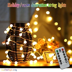 10m 6m Fairy Small Ball LED Ball String Lights Remote Control Christmas Decorations Home Outdoor Wedding Decor Battery Powered