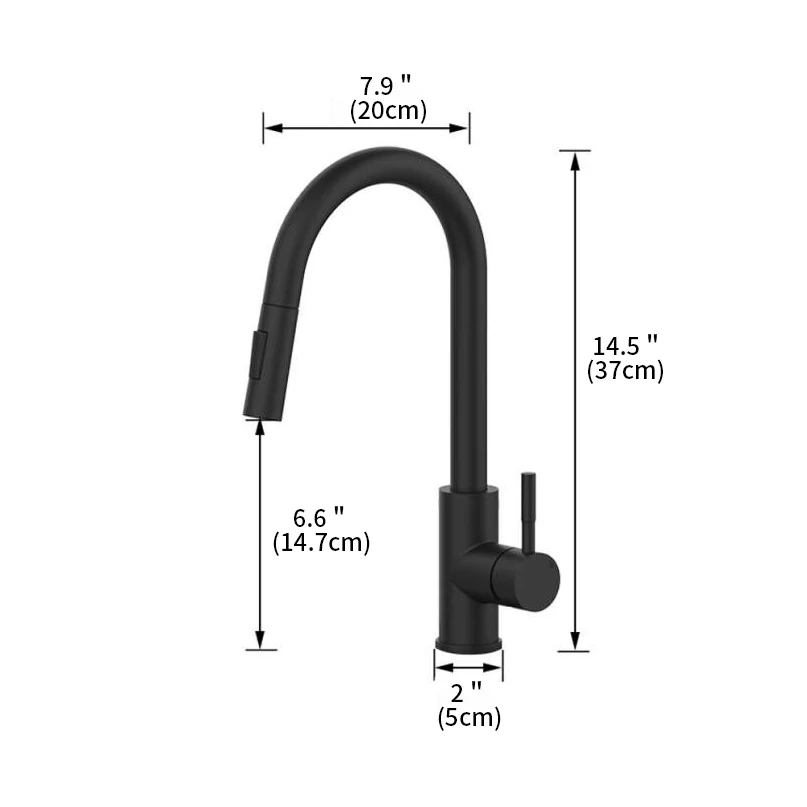 Kitchen Faucets G1/2 Kitchen Faucet Black Surface Water Faucet Kitchen Sink Pull-out Single Hole Tap