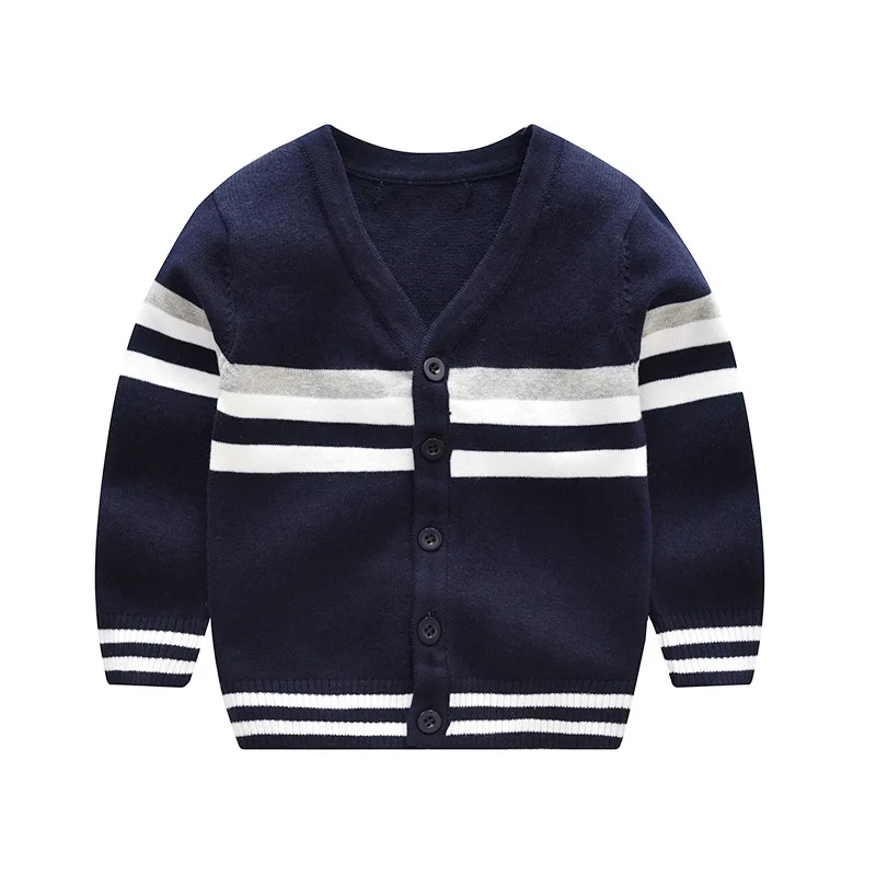

New Boys Sweater Long Sleeve Striped Kids Boy Cardigan V-neck Knitted Sweater Spring Autumn Boys Clothing BC195