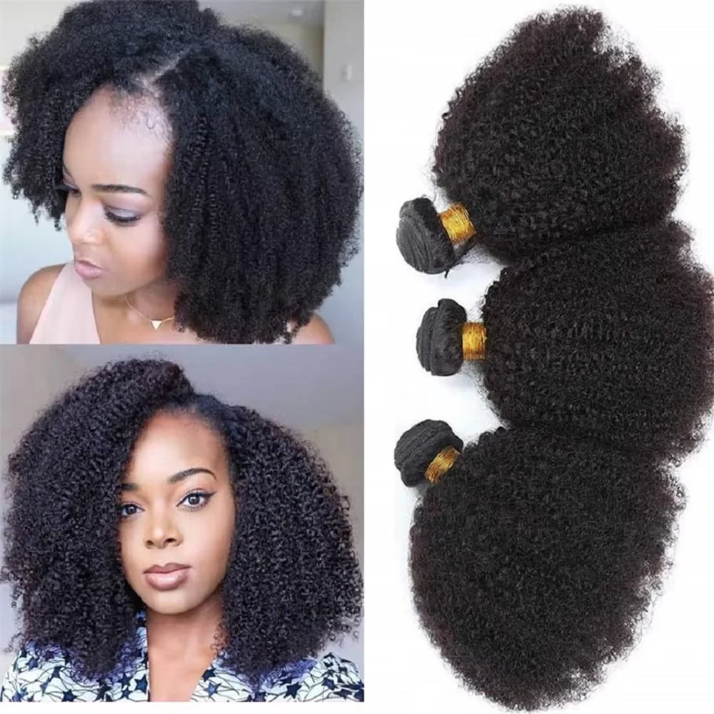 Brazilian Afro Kinky Curly Human Hair Bundles 4b 4c Afro kinky Bulk Human Hair Weave Bundle Deal Extensions