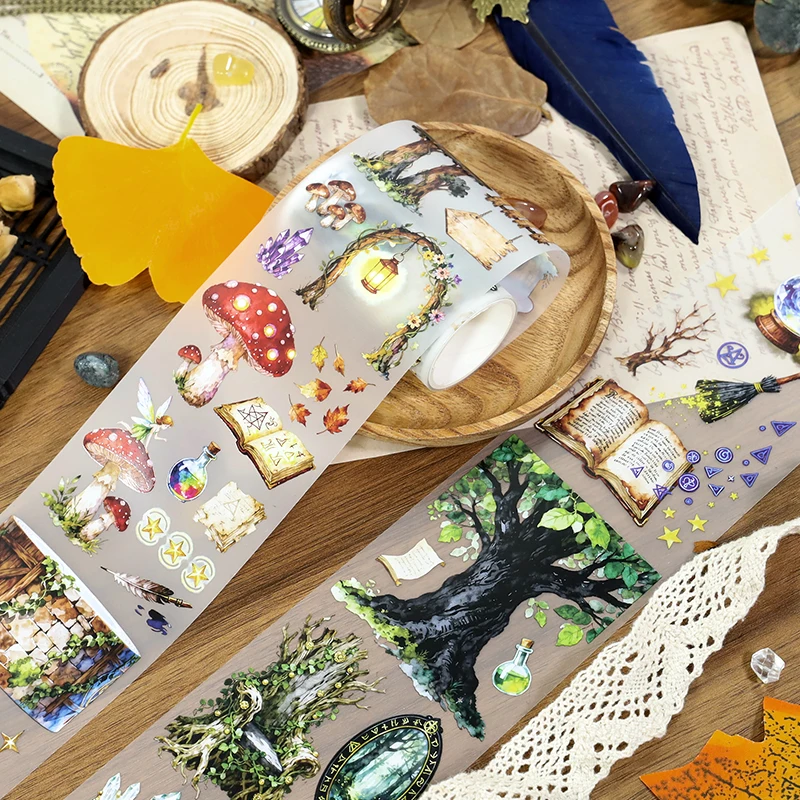 70mm * 200cm 빈티지 매직 포레스트 라이트 풍경 PET 테이프 크리 에이 티브 DIY 저널 소재 콜라주 스크랩북 편지지