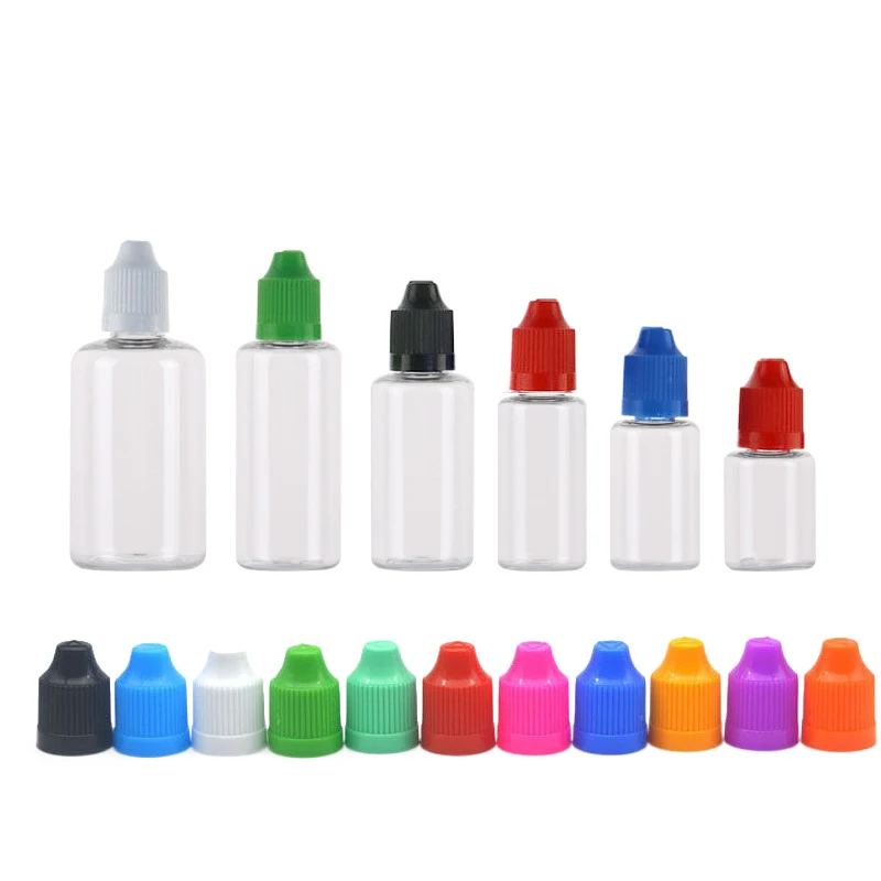 

100Pcs 3-120ml LDPE Empty Squeezable E Liquid Dropper Bottles Eye Vape Oils Long Tips Containers With Color Caps With Funnels