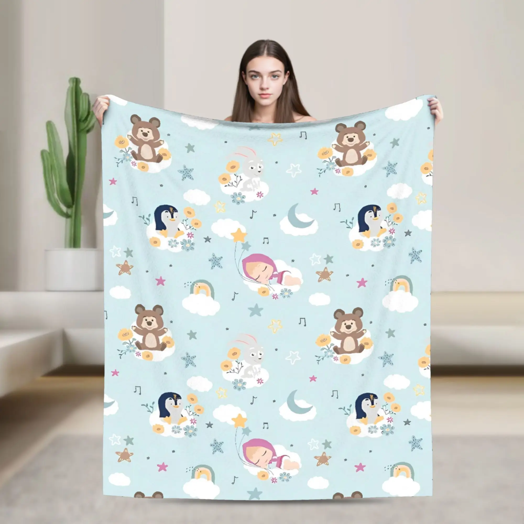Cozy Plush Flannel Throw Blanket for Sofa, Couch, Bed, or Picnic