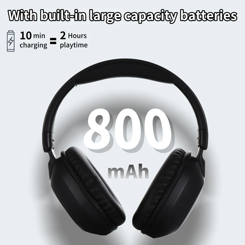 Casque Bluetooth Over-Ear 5.3 - Autonomie 15h, Son Stéréo 40mm, Pliable, Micro Intégré, Avec Câble Jack