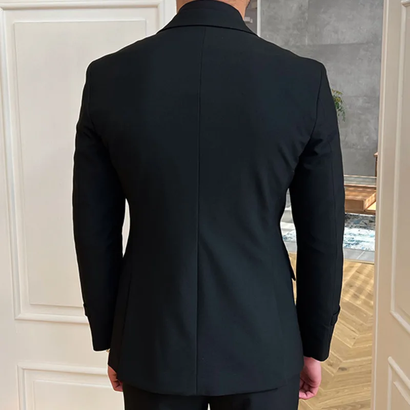 Solid Metal Buckle Decoration Blazer For Men Party Wedding Banquet Blazer Italian Designer Suit Jacket Slim Fit Homme