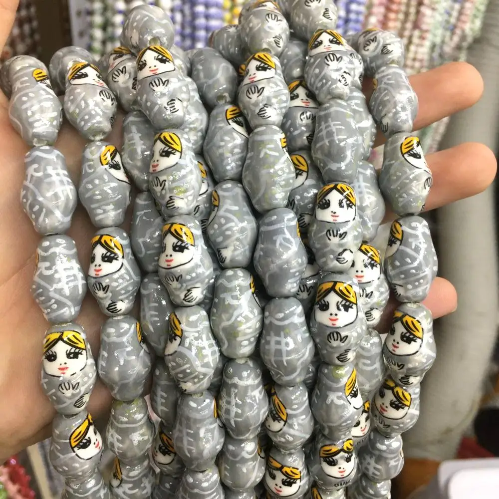 Glass Multicolor Doll Bead Cute Lampwork Flower Porcelain Loose Beads For Jewelry Making DIY Bracelet Necklace Accessroeis