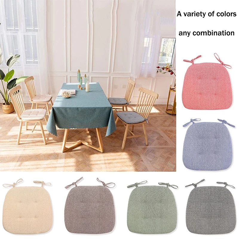 Summer Dining Chair Cushion Thickened Cotton Linen Breathable Cushion Student Horseshoe-shaped Chair Cushion Home Supplies 2