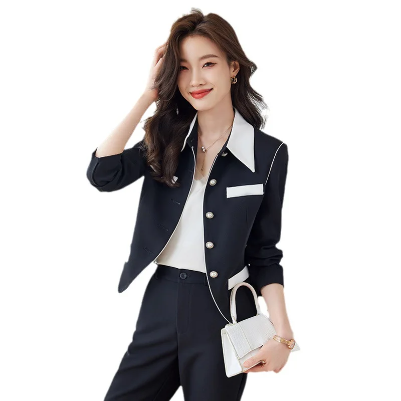 

High Quality Fabric Spring Autumn Business Work Wear Pantsuits with Pants and Jackets Coat Professional Outfits Trousers Set
