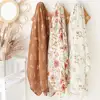 Bamboo Cotton Baby Muslin Swaddle Warp  2 Layers New Born Swaddle Floral Muslin Diaper 2