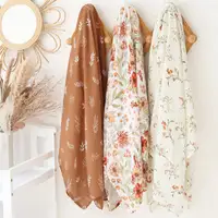 Bamboo Cotton Baby Muslin Swaddle Warp  2 Layers New Born Swaddle Floral Muslin Diaper 2
