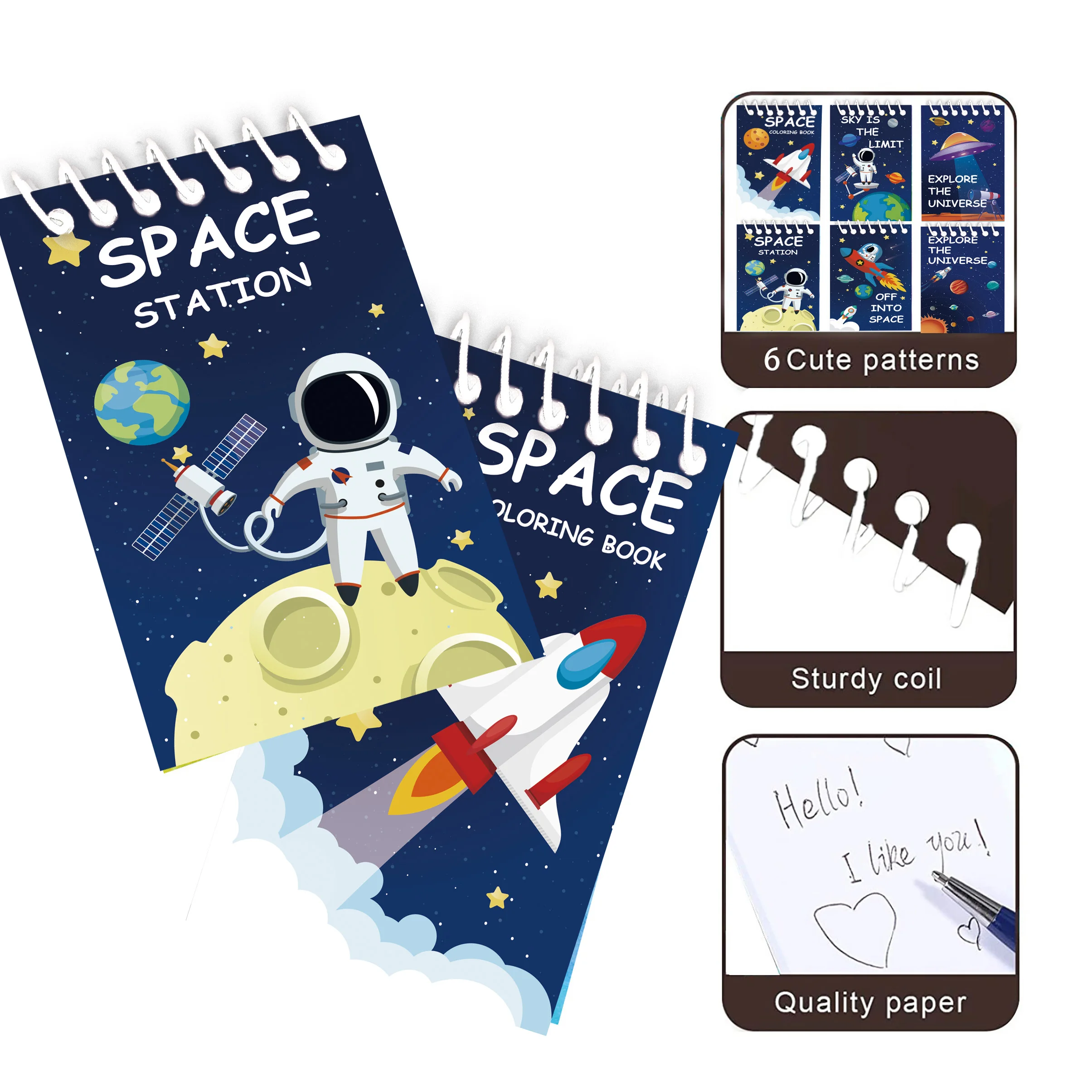 Outer Space Mini Notebook 6 Pack Kids Space Party Favors Solar System Astronaut Science Rocket Planet Small Spiral Notepad Mini Notebook
