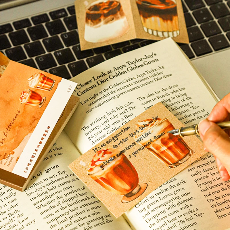 Journal GO 30sheets Cute Bread Coffee Notepad Bread Toast Material Paper Special-shaped Sticky Note Paper Notes Memo Pads 6