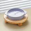 400ml Cat Food Water Bowl Double Pet Ceramic Bowls with Wooden Stand Small Dogs Drinking Eating Basin Plate Pet Supplies 2