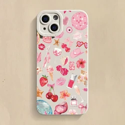 Sparkly Pink Bow Cherry Crystal Ball Soft Case - S23 Plus (White - 2M1731)