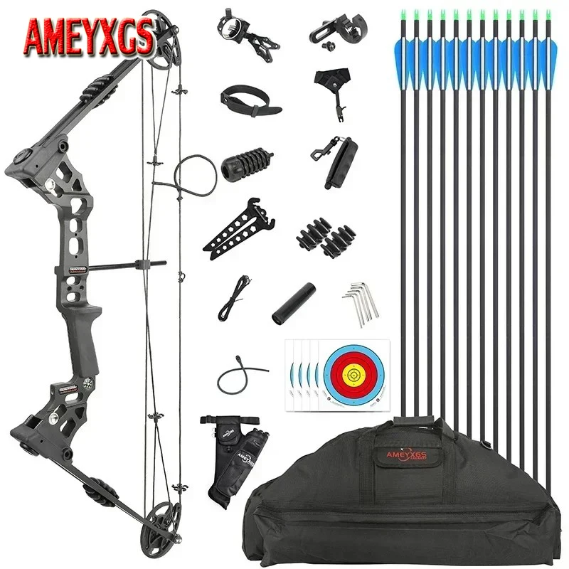 Junxing Compound Bow And Arrow Set Tiro Con L'Arco 20-70Lbs Regolabile Sinistra/Destra 80% Let-Off Arco Da Caccia Per Tiro All'Aperto Per Adulti