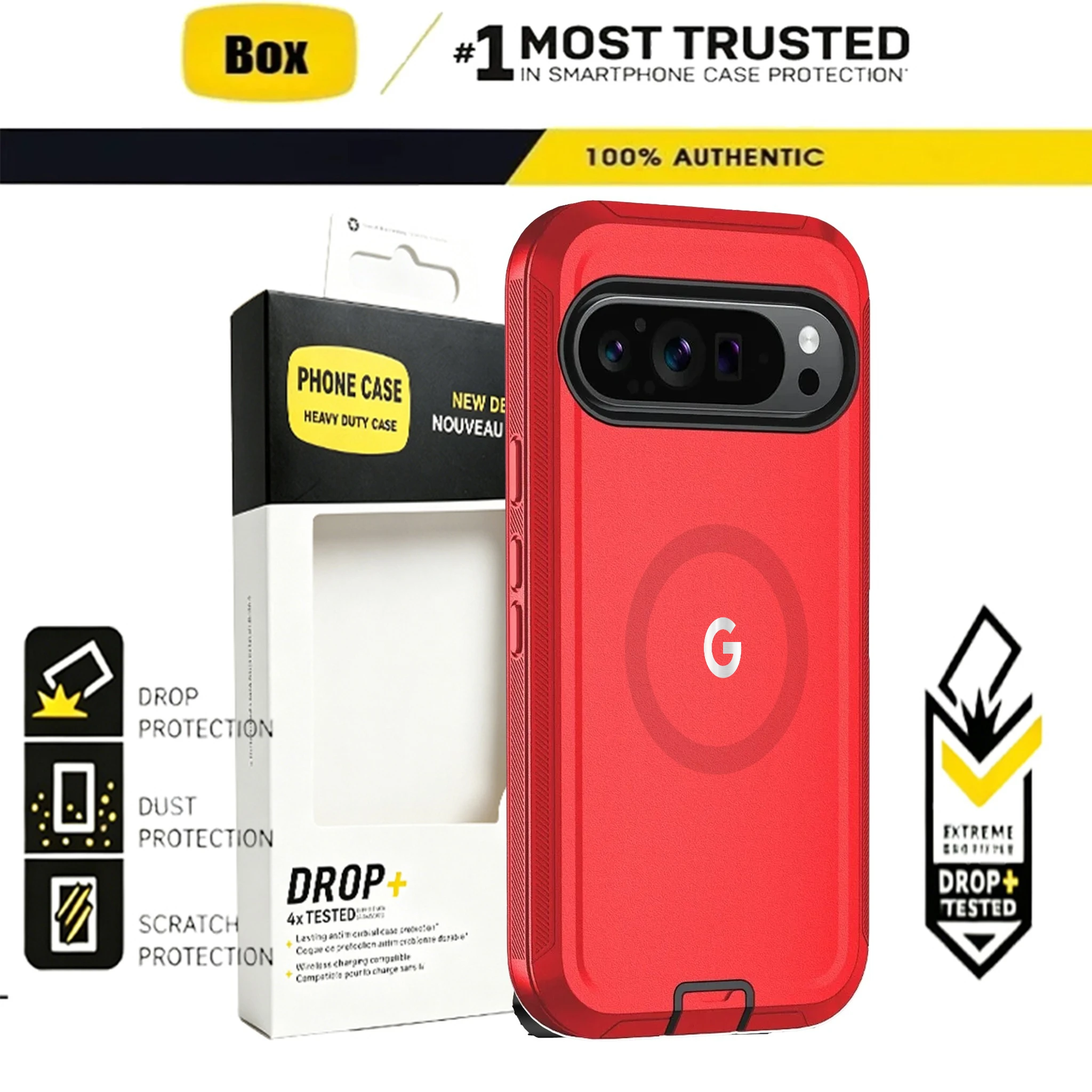 Enhanced Military Grade 3-in-1 Armor Case with MagSafe Compatibility - Shockproof TPU+PC Design