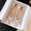 2025 Spring and Autumn New Bow Flat Shoes Fashion Pointed Soft Sole Shallow Mouth Large Casual Women's Shoes Size 33-46 1