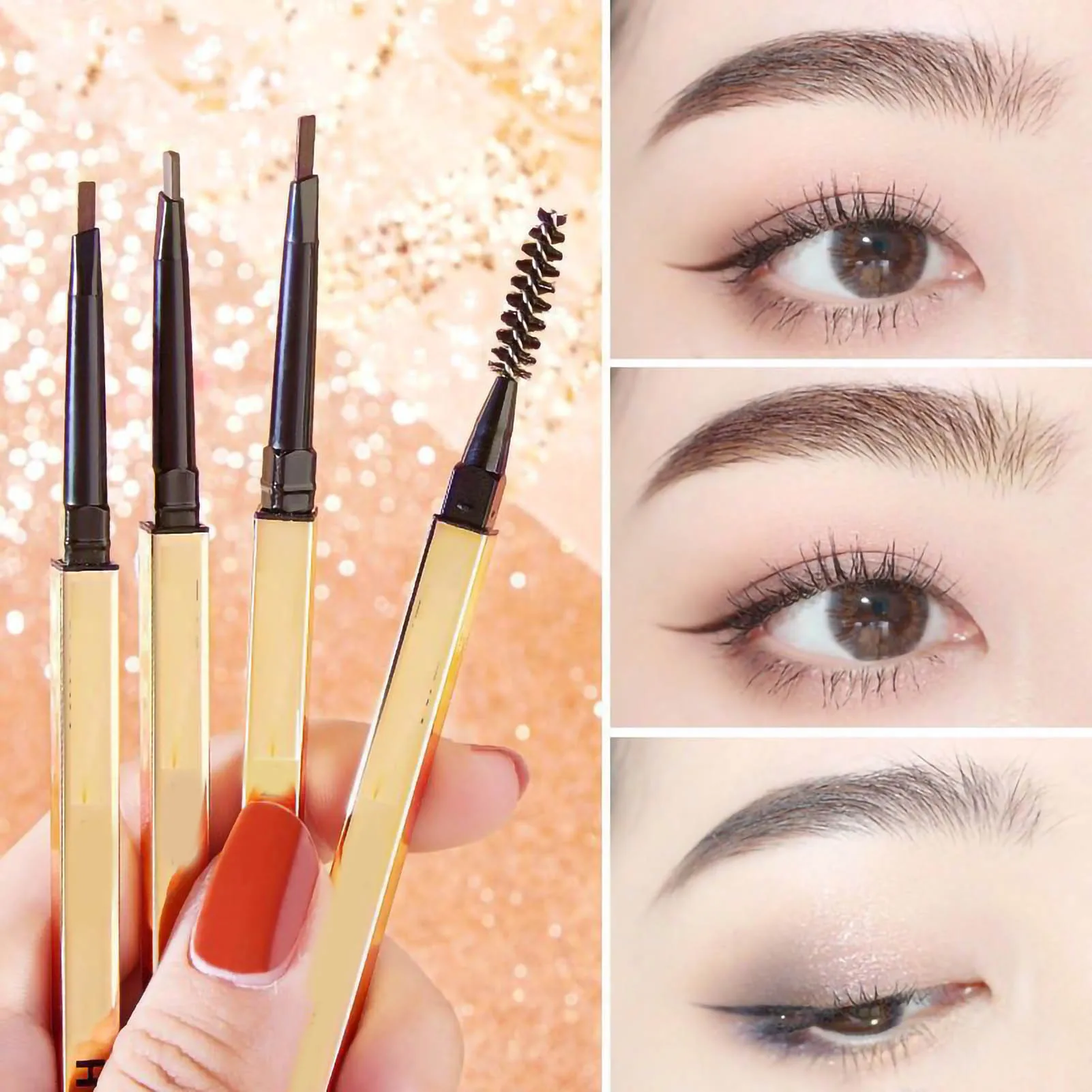 

Eyebrow Pencil Waterproof Small Gold Bar Small Triangle Professional Microblading Eyebrow Makeup Pen For Makeup