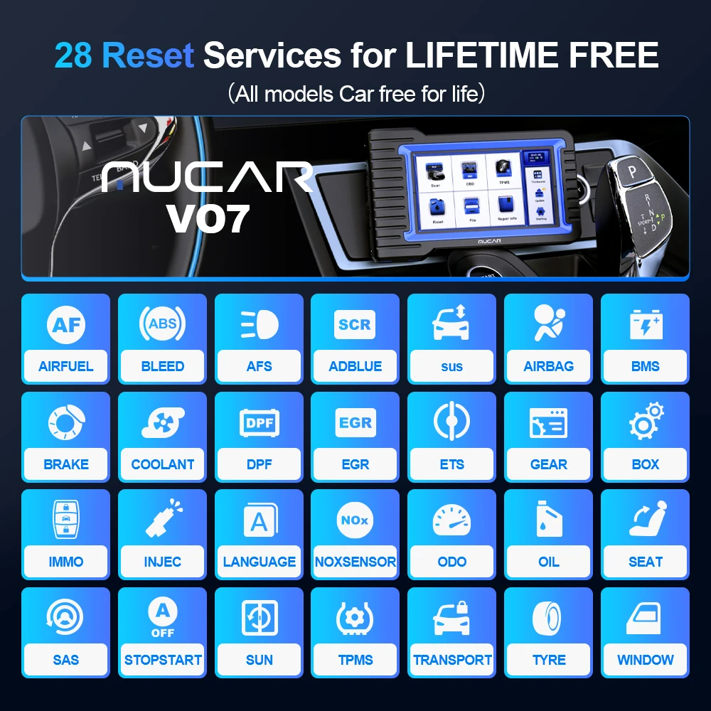 Automotive diagnostic scanner MUCAR VO7 Automotive OBD2 Scanner Professional ECU Coding Bidirectional Test Full System Code 28 Reset Car Diagnosis Tools
