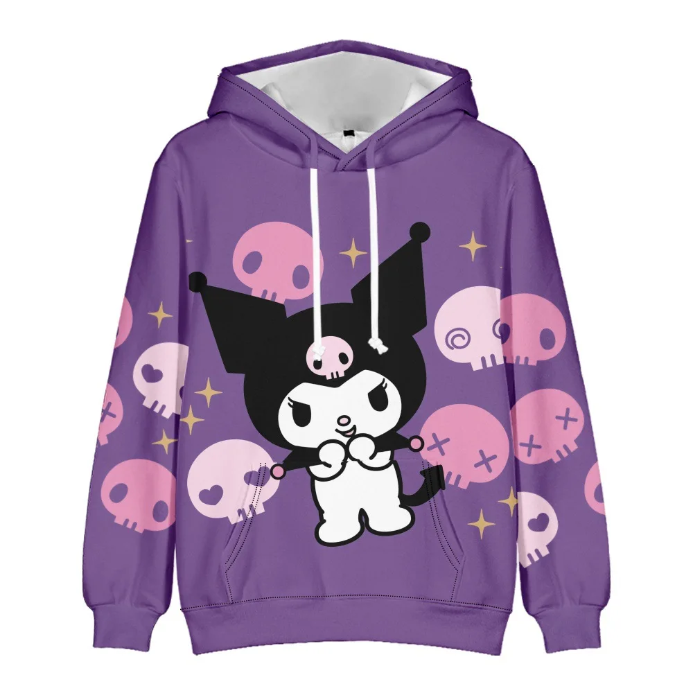 

New Anime Kuromi Kuromi Purple Printed Casual Children's Hooded Sweater Long-sleeved Spring and Autumn Models