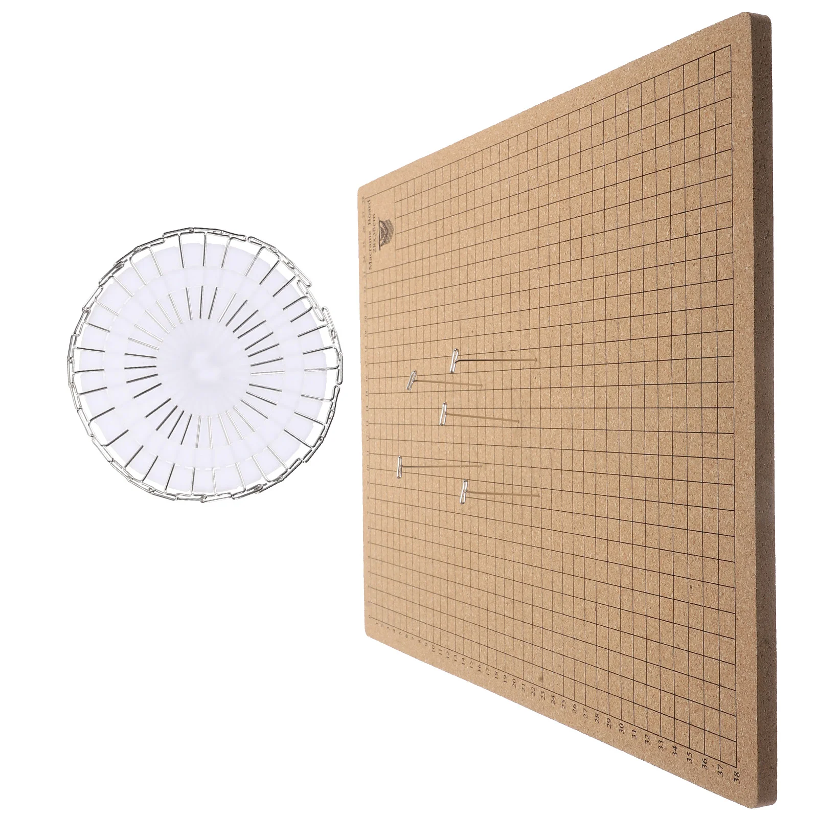 

Woven Cork Board Corkboards Grid Macrame Cotton Rope Corks for Knotting Stainless Steel Measuring Craft