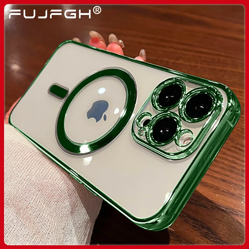 Original for Magsafe Magnetic Wireless Charging Plating Case for iPhone 13 12 11 Pro Max Mini X Xs XR 7 8 Plus Transparent Cover iphone xr cover