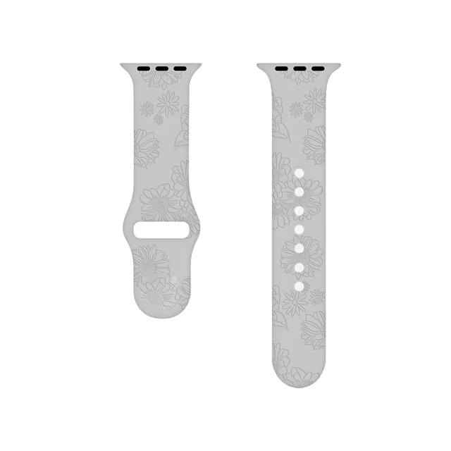 Sport Strap for Apple Watchband 44mm 40mm 38mm 42mm 41mm 45mm Printed Silicone Bracelet for iwatch series 7 6 5 4 3SE watch band sunflower-grey
