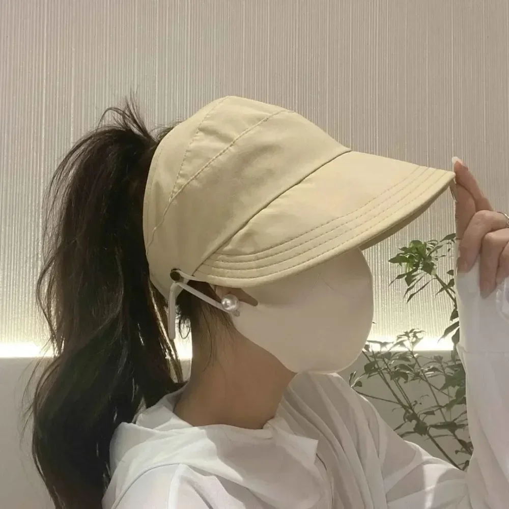 1pc Women's Visors Fashion Sun Protection Hats Creative Face Mask Hook Design Hats New Product Summer Sun Hat Apparel 태양모