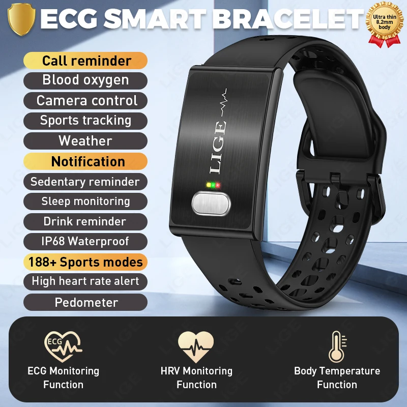 2026 뉴 LIGE ECG 스마트워치 건강 심박수 수면 모니터링 IP68 방수 ..
