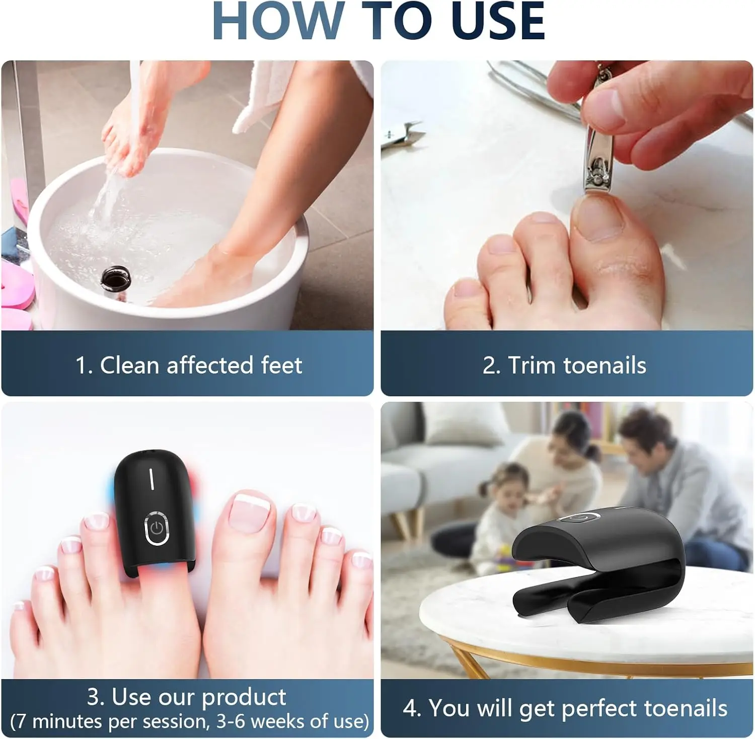Nagelpilz-Lasergerät mit 470 nm Blaulicht, 660 nm Rotlicht und 905 nm Superpuls-Licht zur intelligenten Entfernung und Reparatur von Nagelpilz._voghion.com