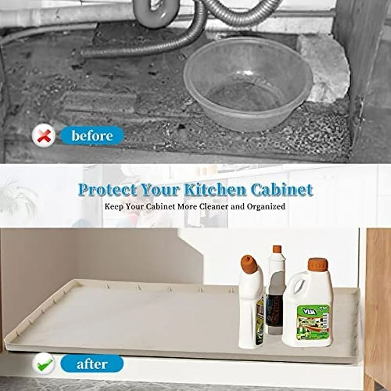 1 Piece Under Sink Mats For Kitchen Waterproof 34Inch X 22Inch Undersink  Mats For Bottom Bathroom, For Leaks And Spills - AliExpress