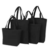 Black Reusable Cotton Tote Bags Eco Foldable Shoulder Bag Large Handbag Solid Fabric Canvas Tote Bags for Market Bags 1