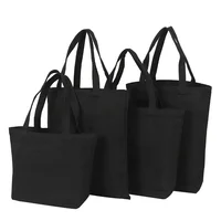 Black Reusable Cotton Tote Bags Eco Foldable Shoulder Bag Large Handbag Solid Fabric Canvas Tote Bags for Market Bags 1