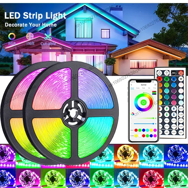 

Led Lights Room Decor LED Strip Lights 5050RGB Bluetooth Music Sync Neon Lights Navidad Led Strip Christmas Decoration Luces Led