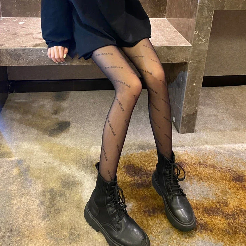 Women Socks Women Tights Women's Sexy Pantyhose Tight Letters Stockings Nylon Elastic Net Stockings Mesh Hollow Fishnet Sexy Women's Pantyhose