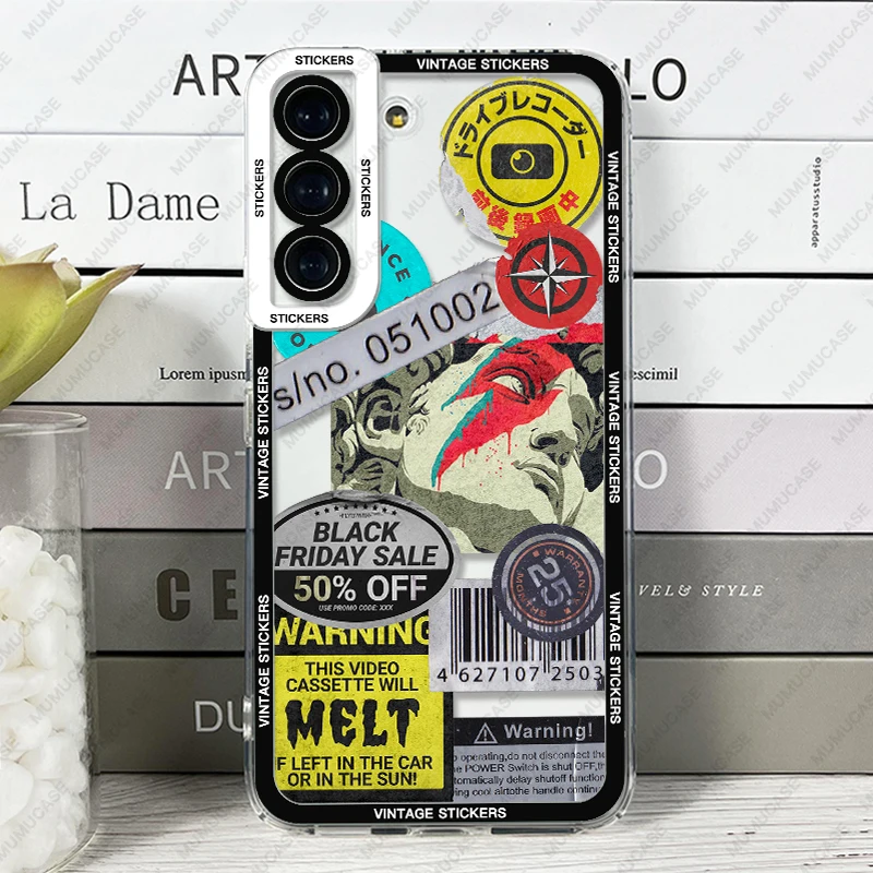 Retro Sticker Design Soft Phone Case