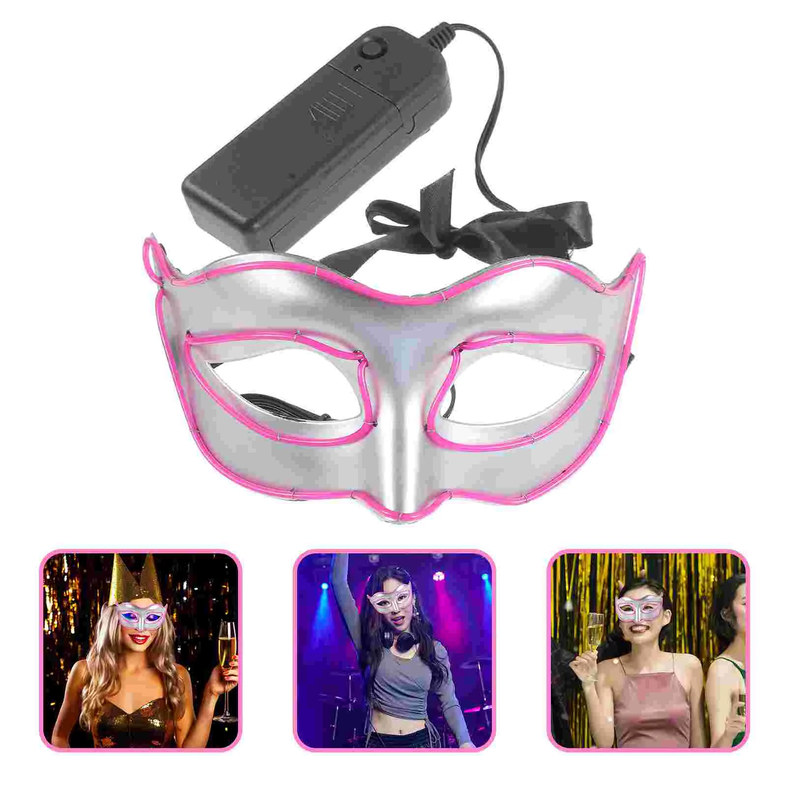

Unisex Half Mask Novelty Glowing Mask Plastic Reusable Mask Prop Party Cosplay Luminous Mask