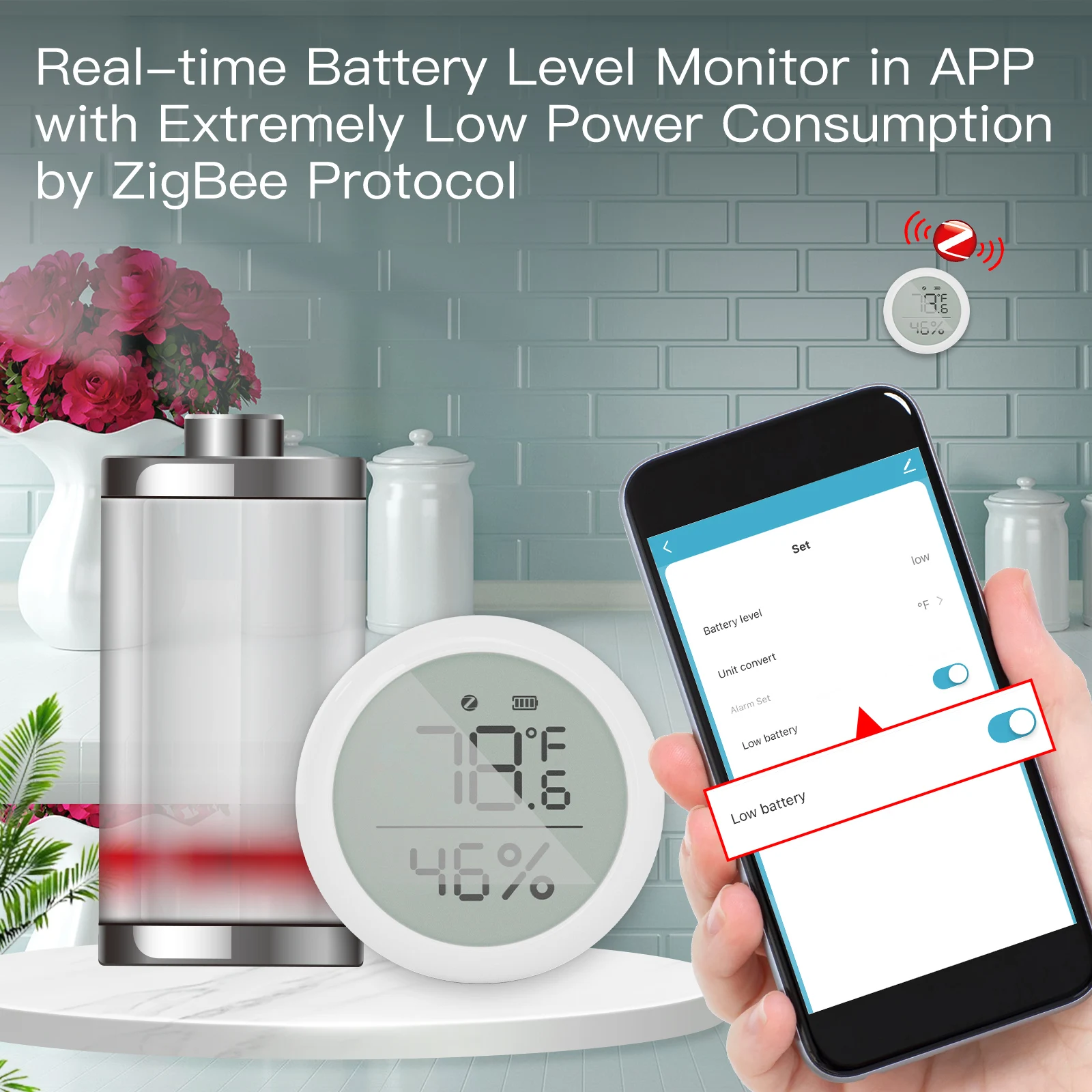 Moes tuya inteligente zigbee sensor de temperatura